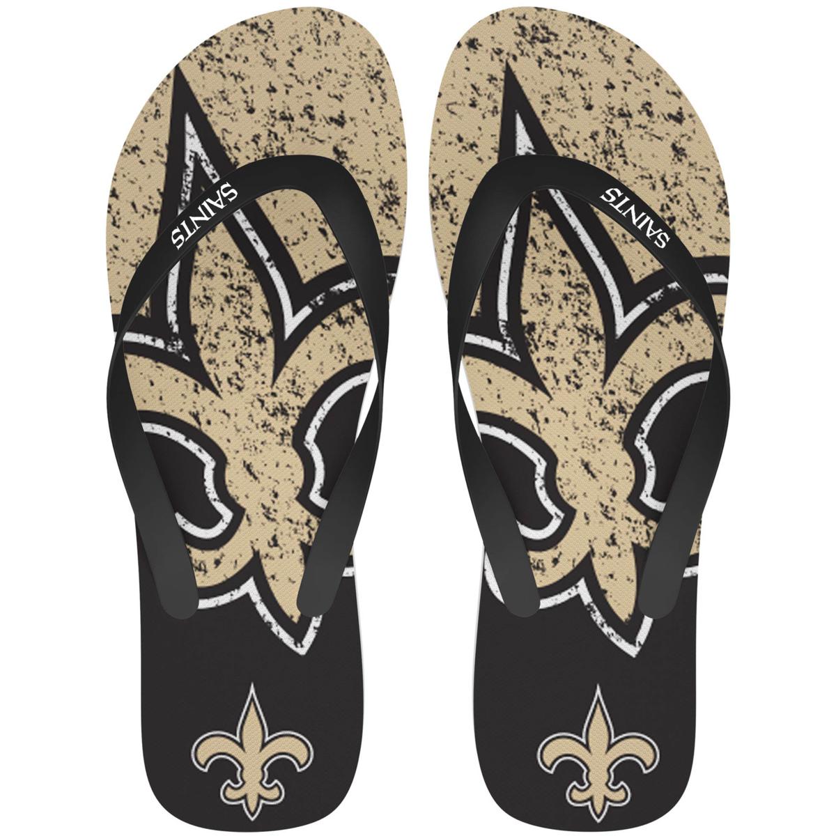 Officially Licensed Nfl Foco Big Logo Flip Flops New Orleans Saints