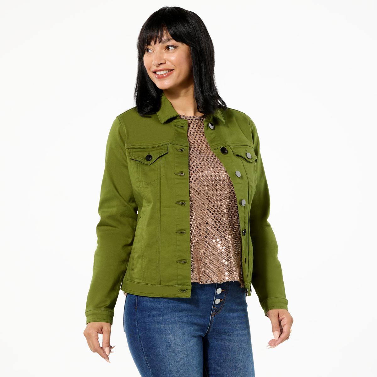 Dg By Diane Gilman Virtual Stretch Denim Pesto Jacket Hsn