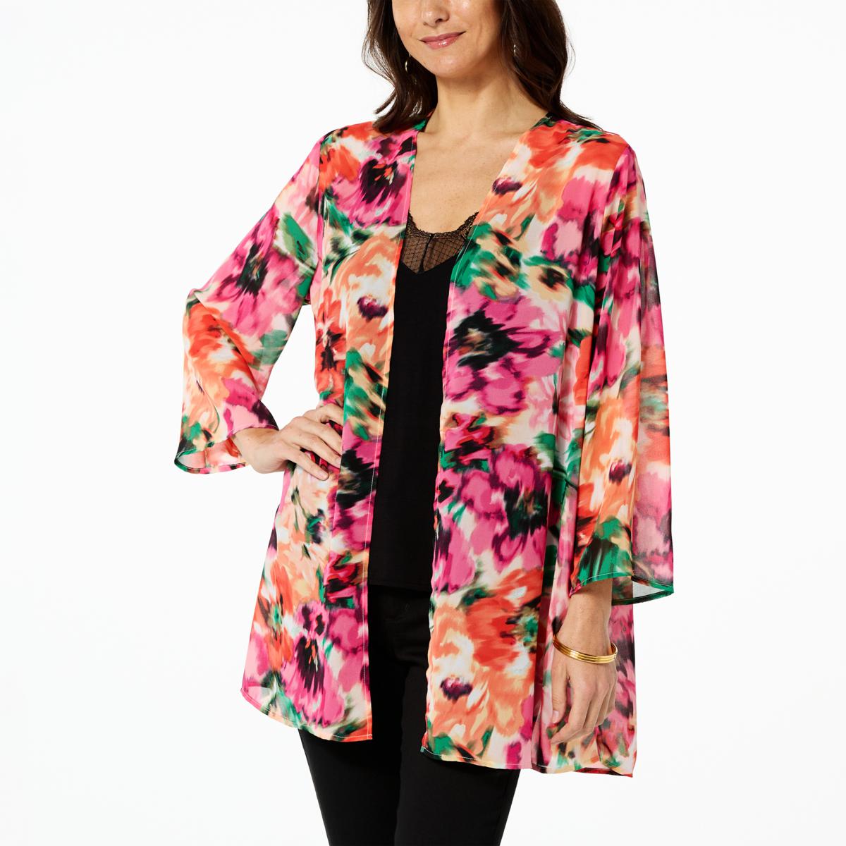 Colleen Lopez Kimono Sleeve Chiffon Topper 20670067 HSN