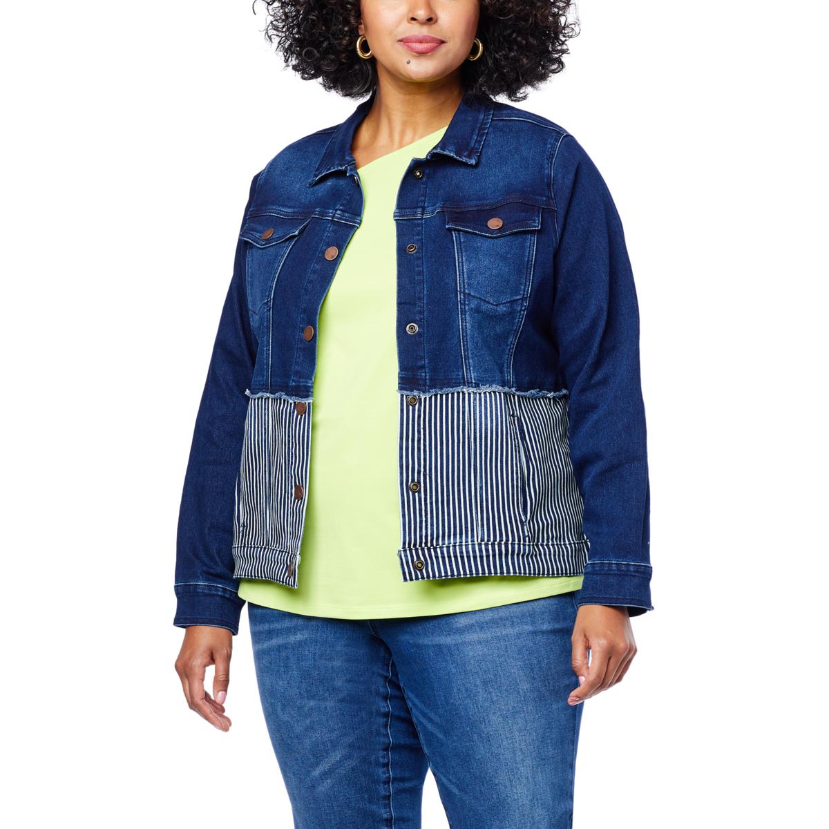 Dg By Diane Gilman Virtual Stretch Tone Fray Denim Jacket