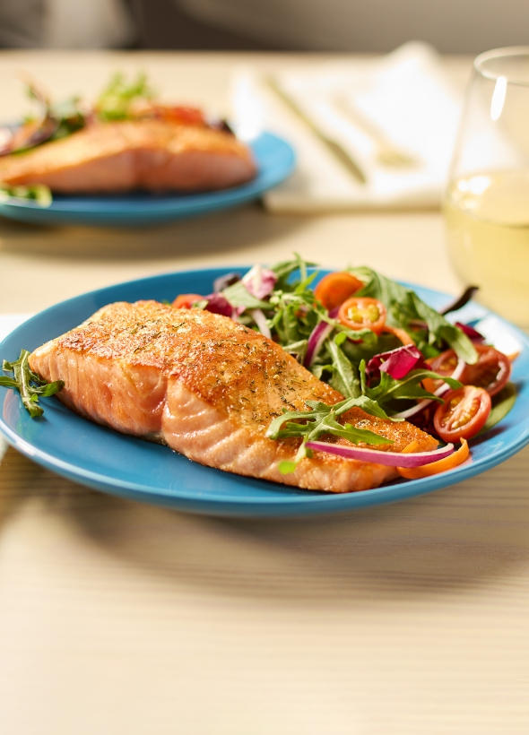 Salmon with a side salad