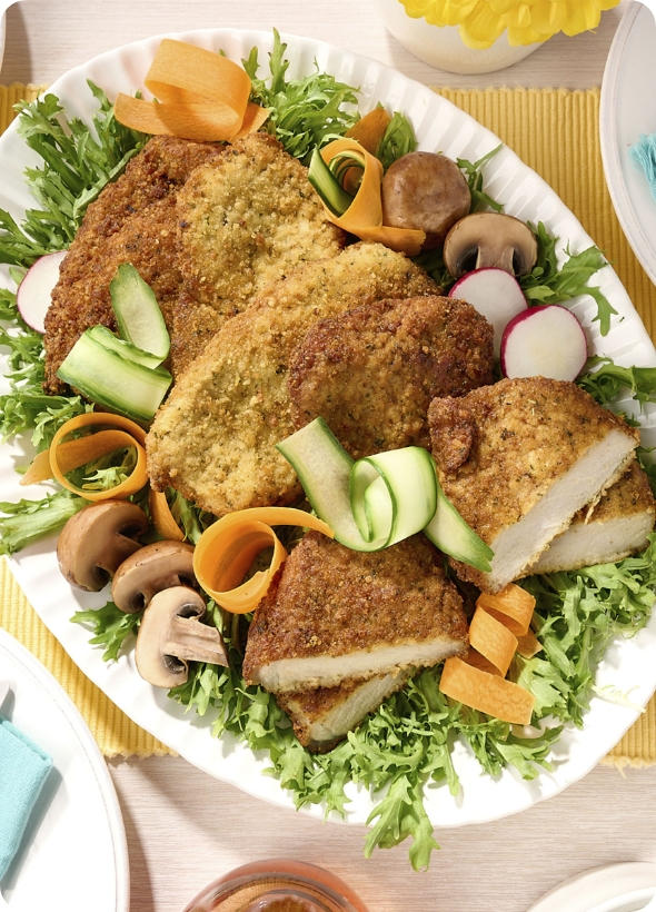 Breaded meat on a plate