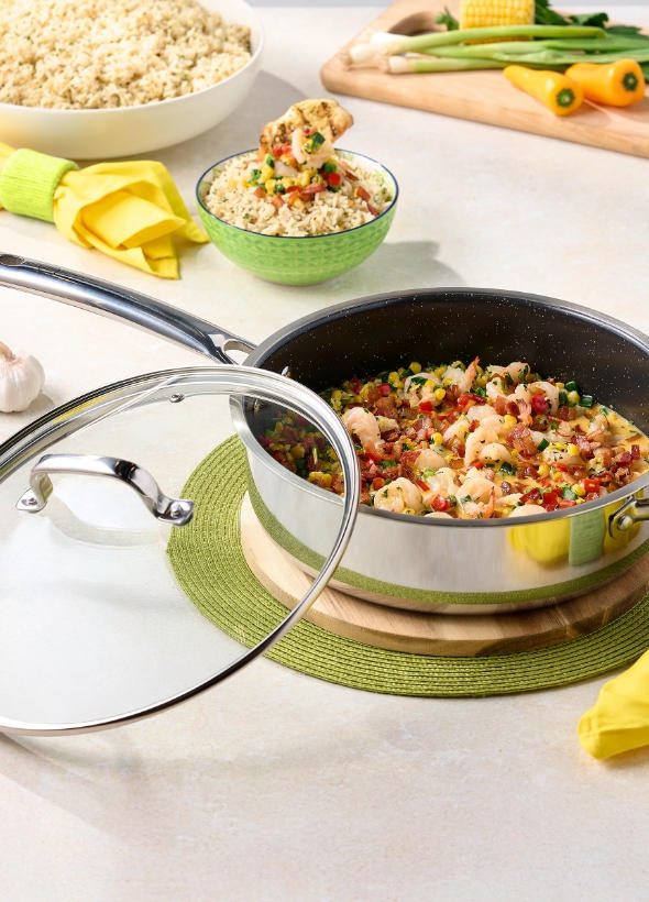 Curtis Stone Dura-Pan Ceramic Sauté Pan with Lid