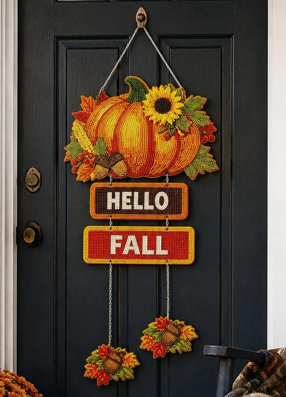 a door decorated for fall
