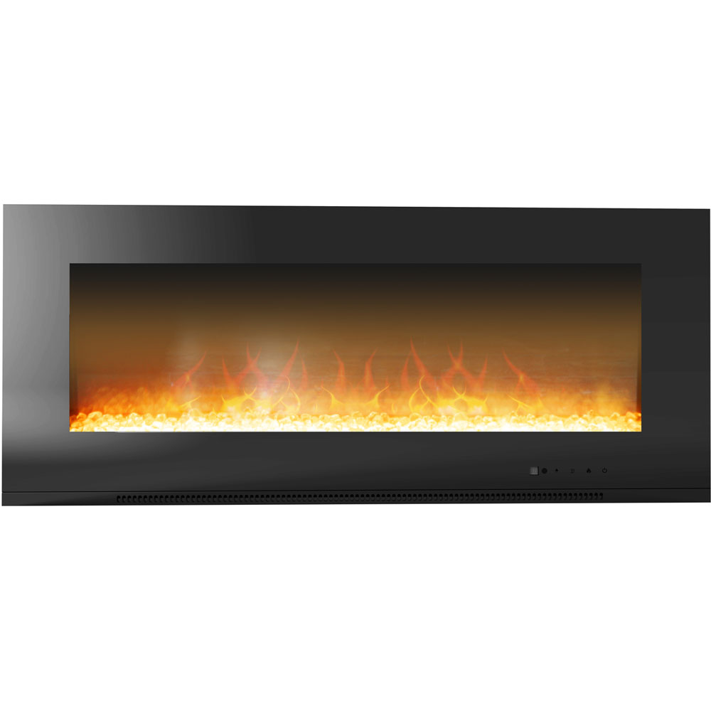 Metropolitan 56 In. WallMount Electric Fireplace in Black with Crystal