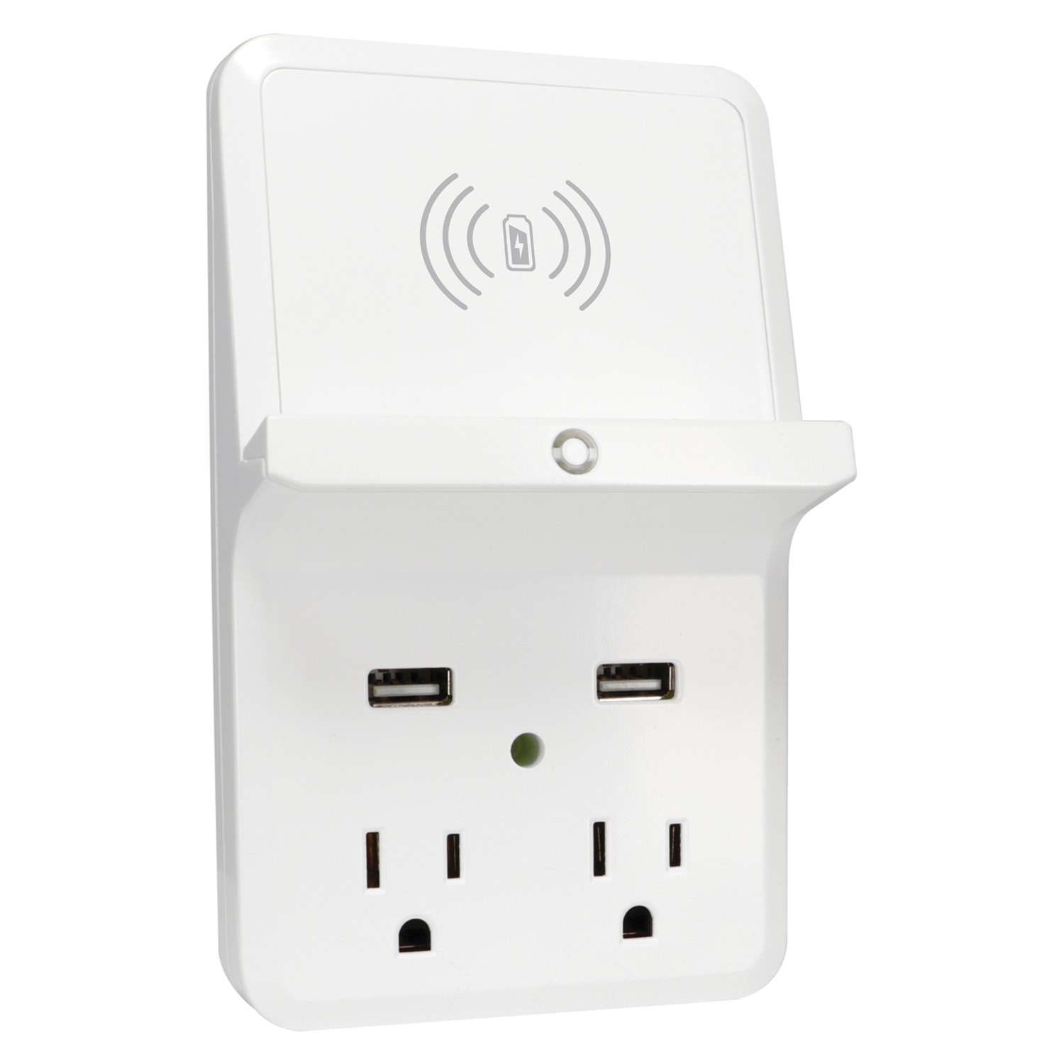 Prime WirelessChargingDock Wall Tap w/2 Outlets & Dual USB Charger
