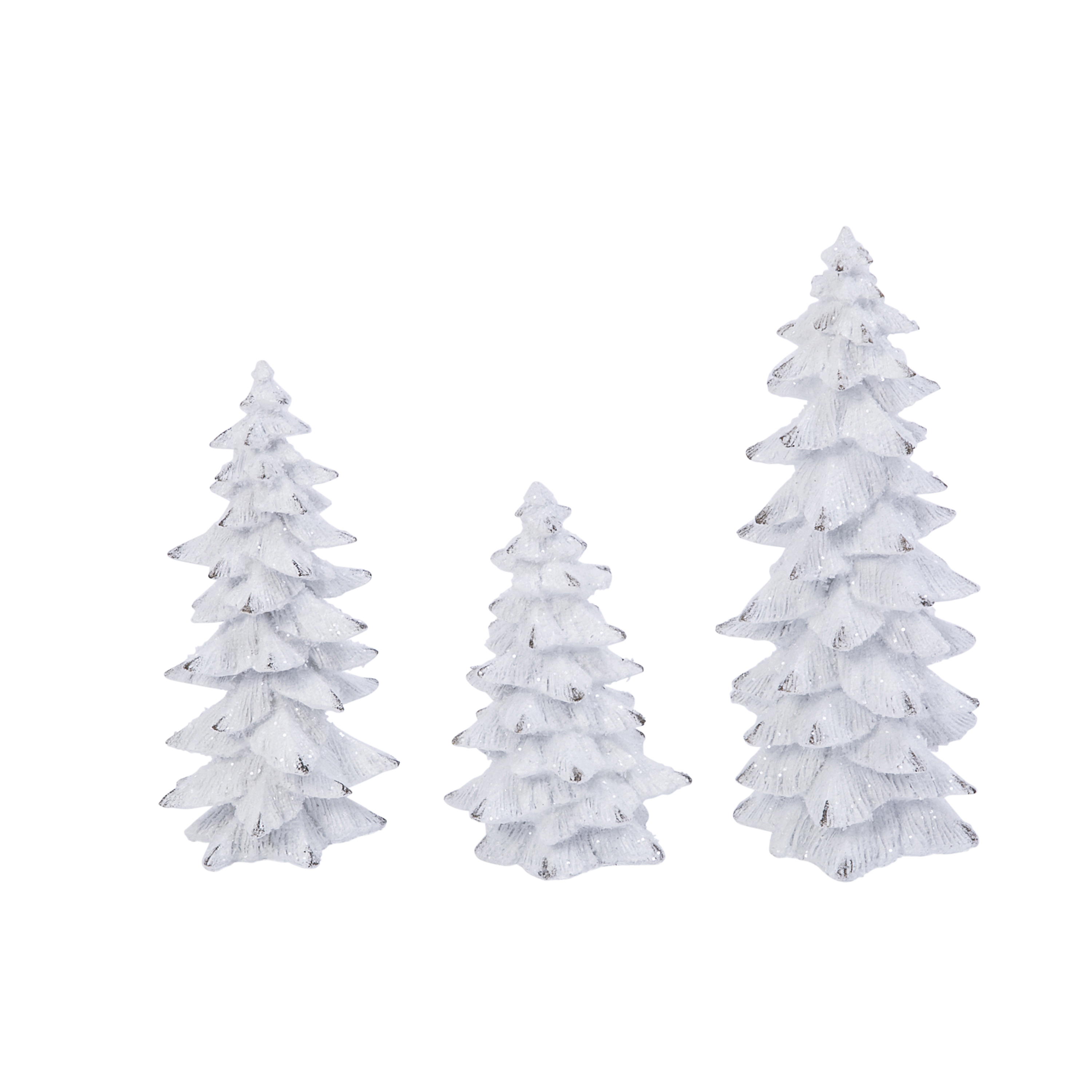 The Gerson Company Set of 3 Resin White Glitter Winter Trees 20203164