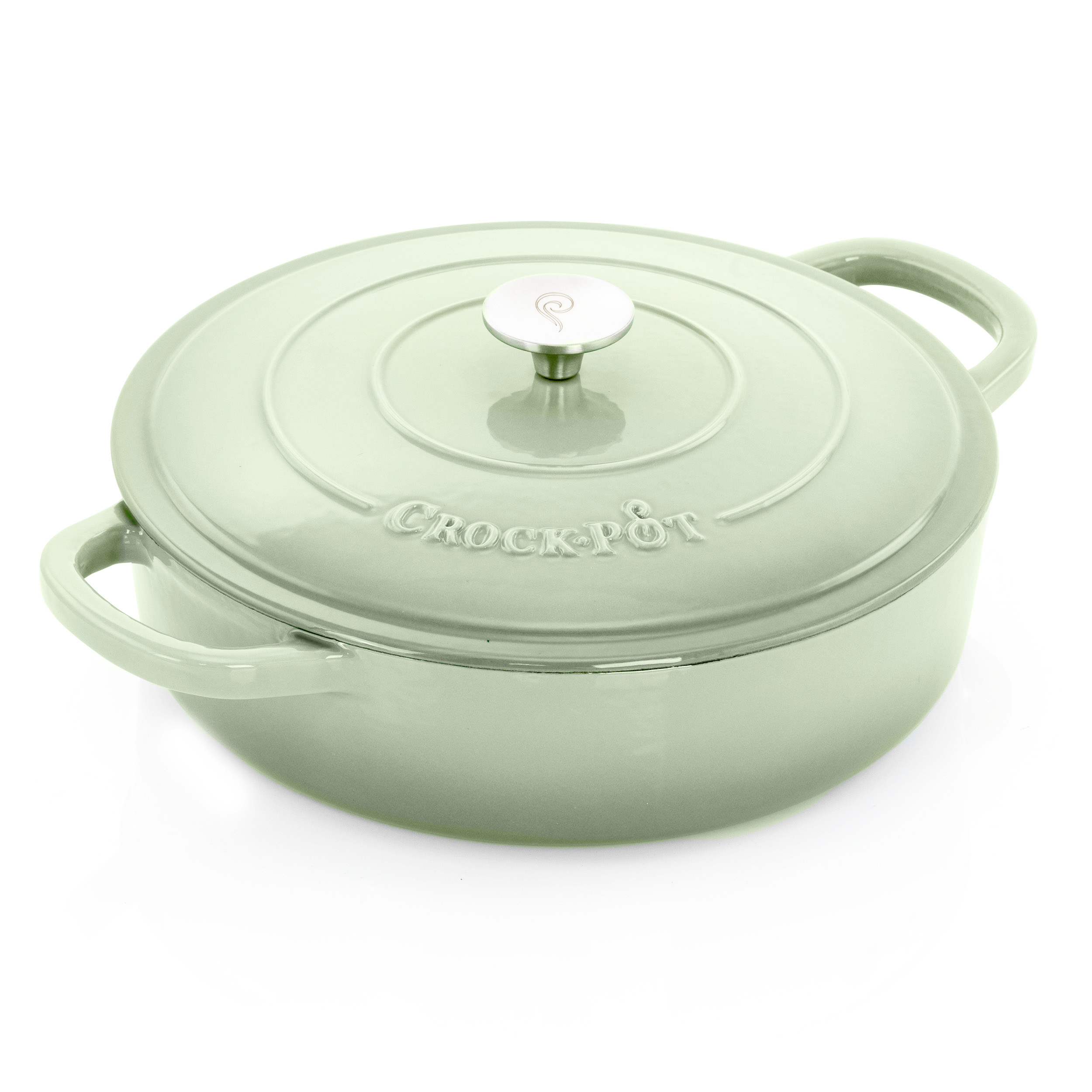 Crock Pot Artisan 5Qt Enameled Cast Iron Braiser Pan, Pistachio Green