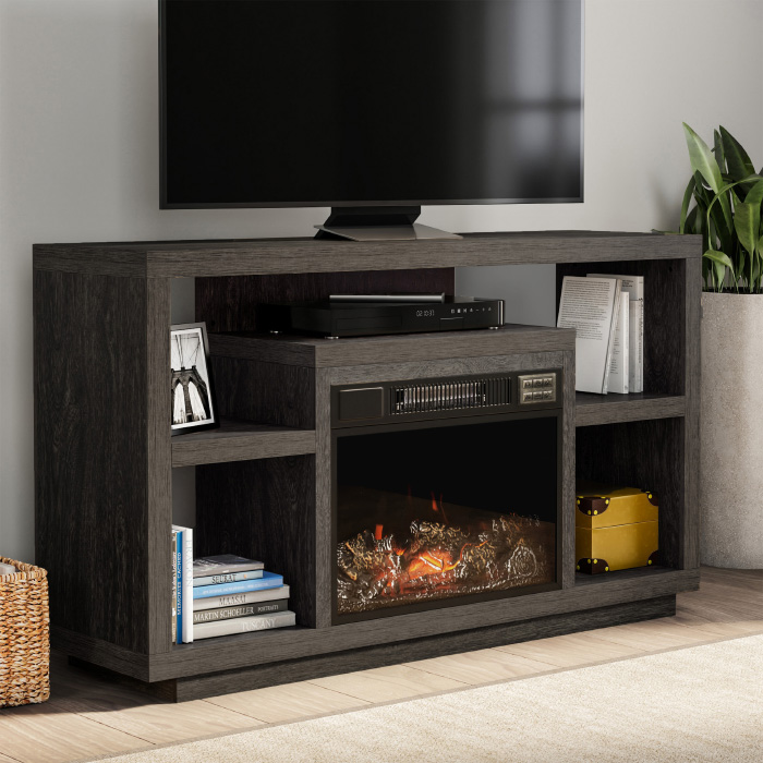 Hastings Home Electric Fireplace 48" TV Stand w/ Shelves, Remote