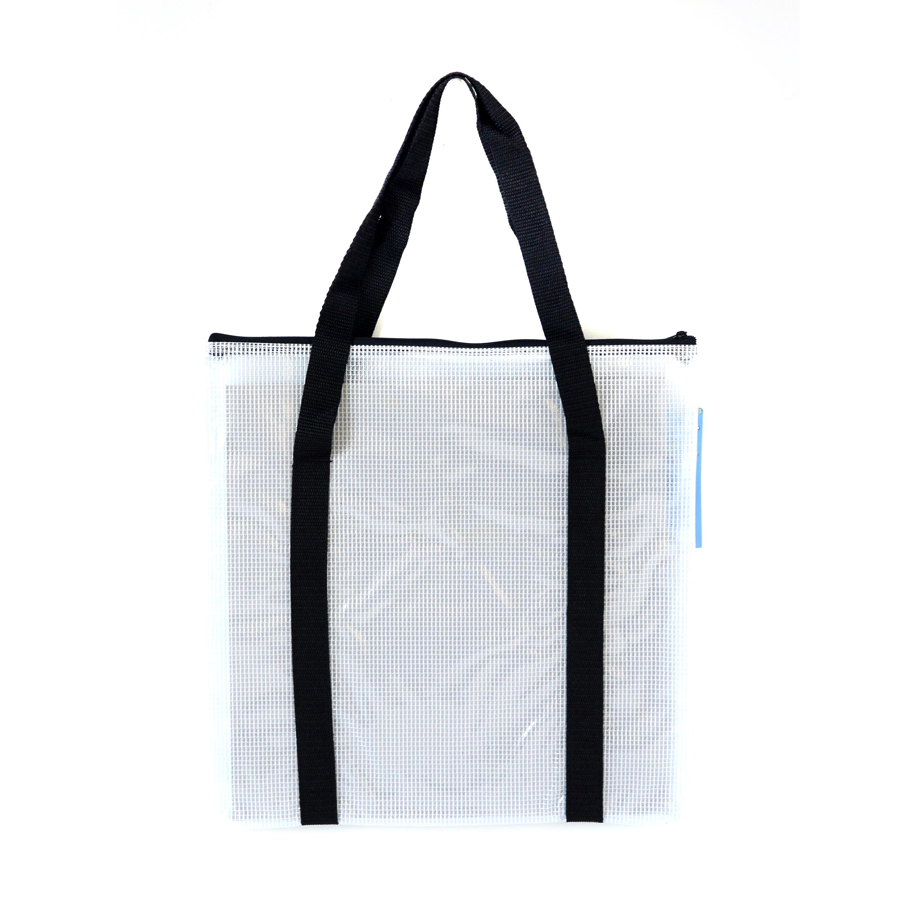 Pacific Arc MeshReinforced Vinyl Bags Deluxe Bag With Handles White