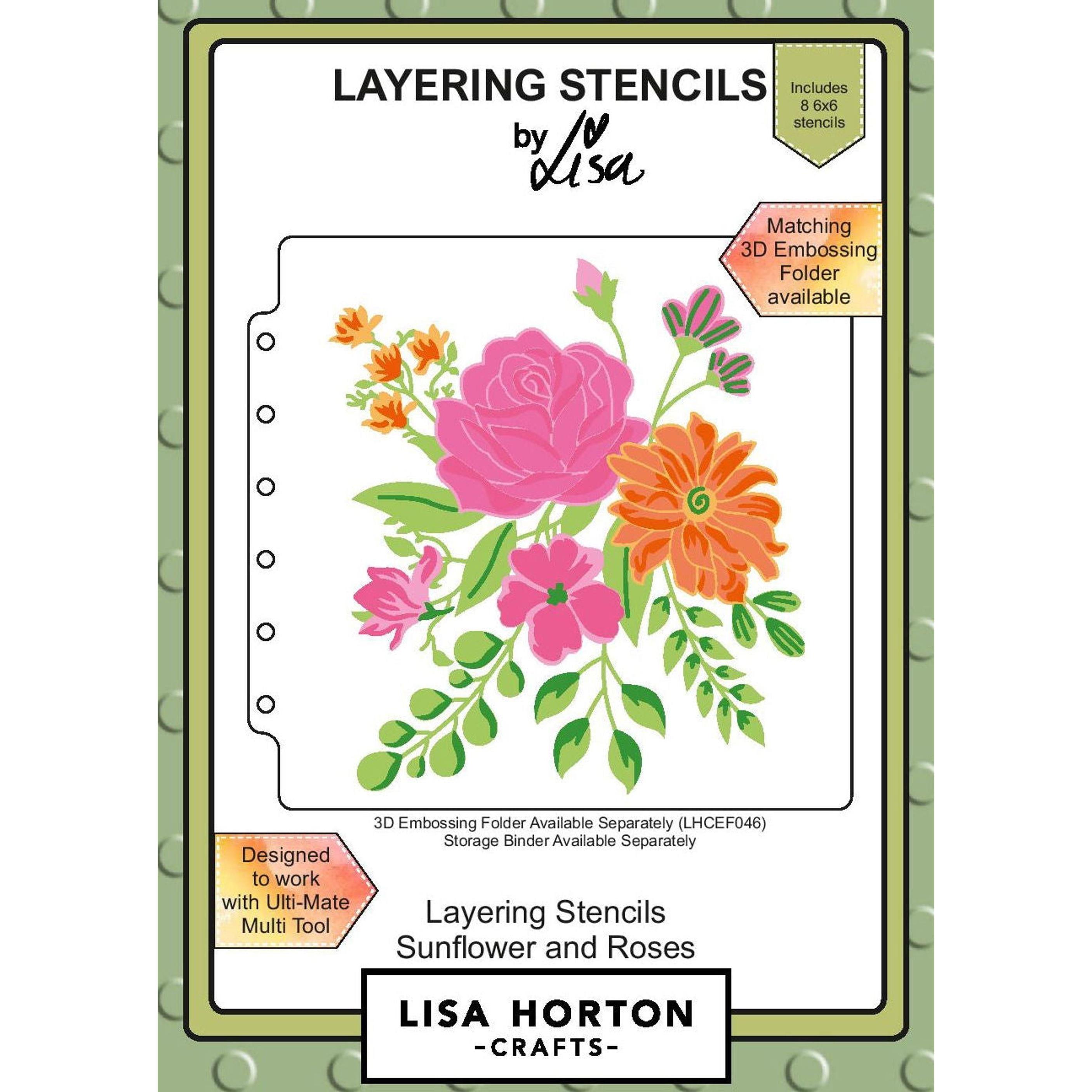 Lisa Horton - That Craft Place Sunflowers and Roses Layering Stencils ...
