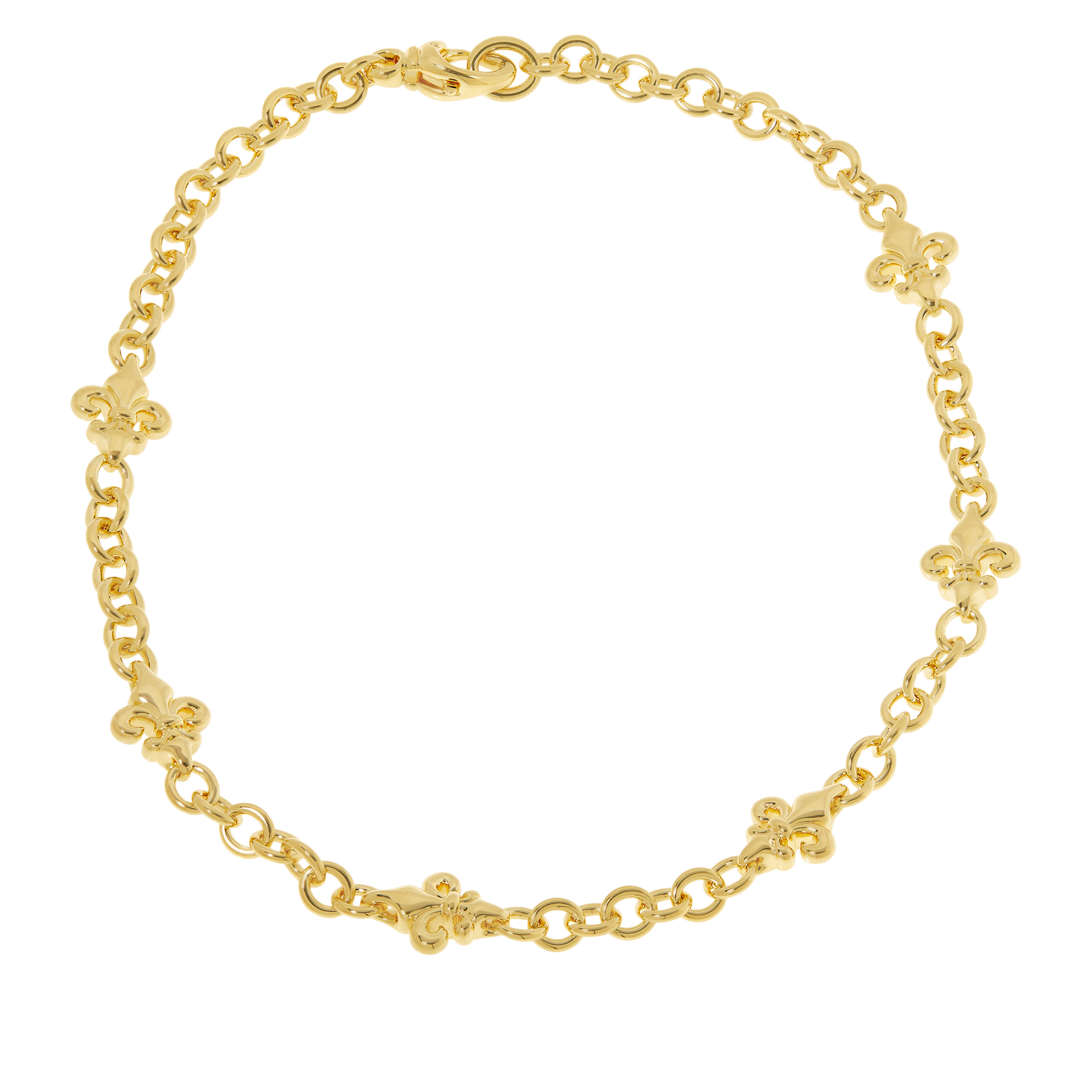 Soave Oro 14K Gold Electroform Fleurdelis Station Chain Necklace