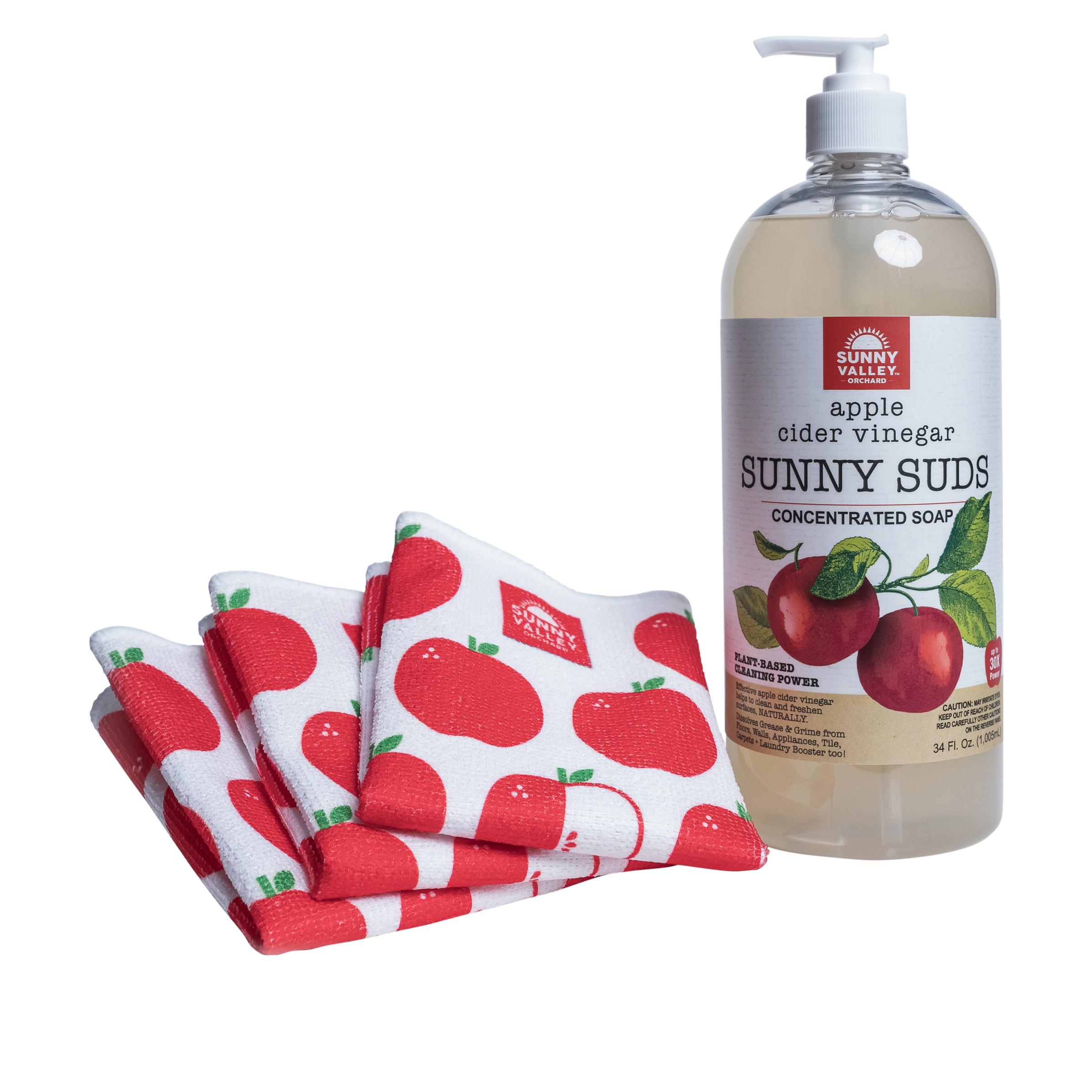 Sunny Valley Orchard Sunny Suds 34 oz. Soap with 3 Cloths 20589001 HSN