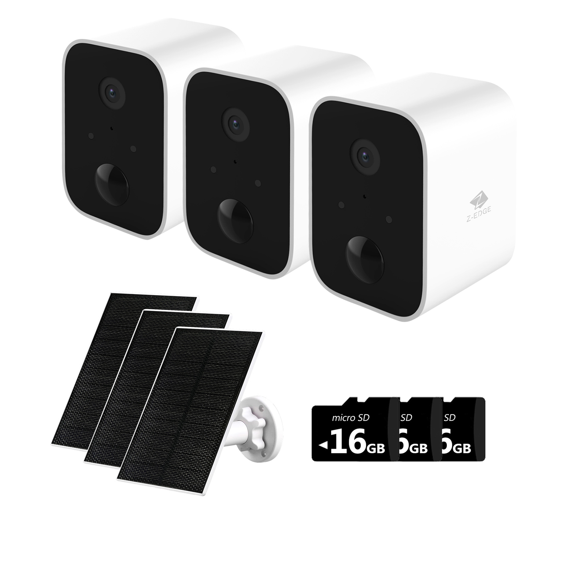 ZEdge Wireless Security Camera 3pk with Solar Panels 20913244 HSN