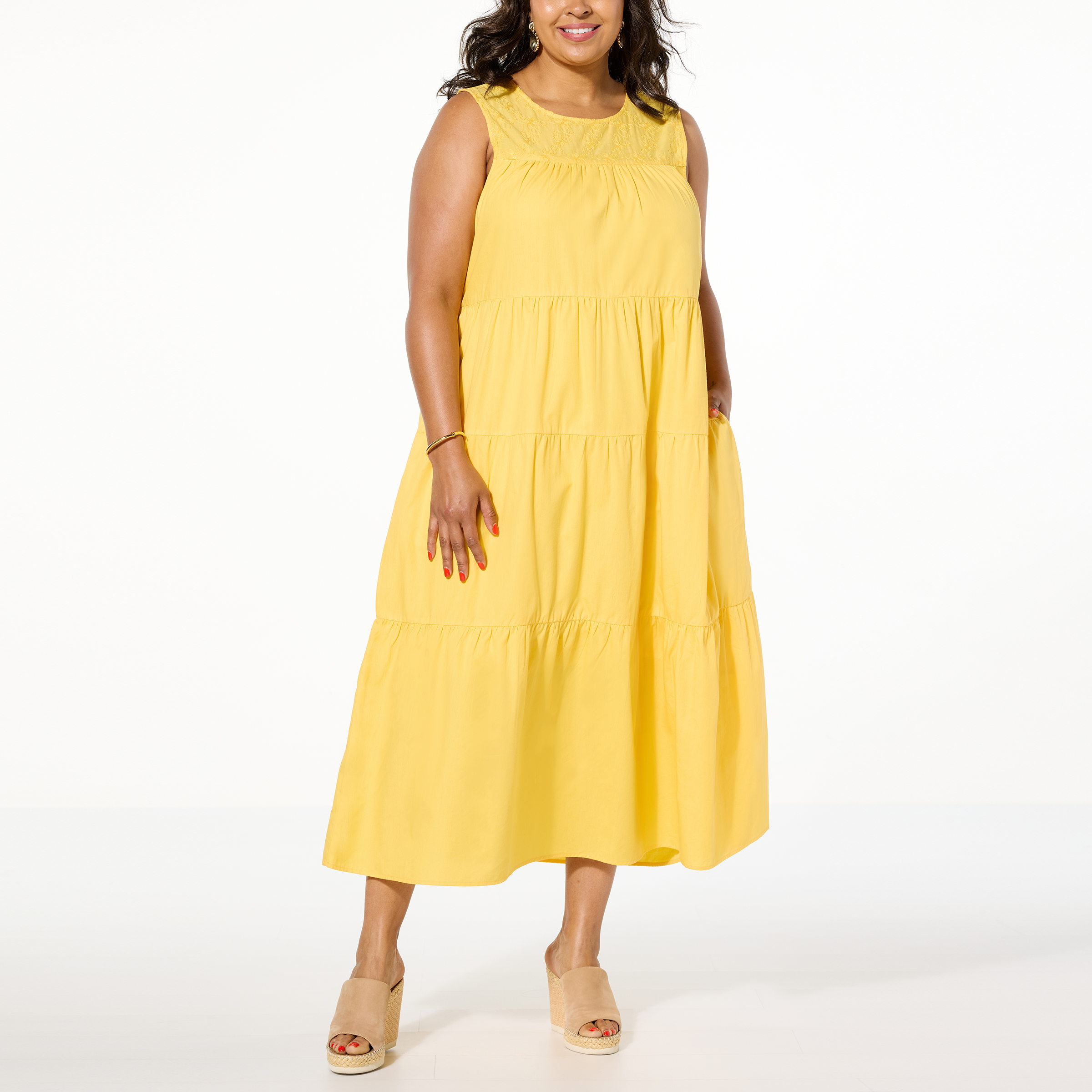 Antthony Embroidered Tiered Butterfly Midi Dress - 22926170 | HSN