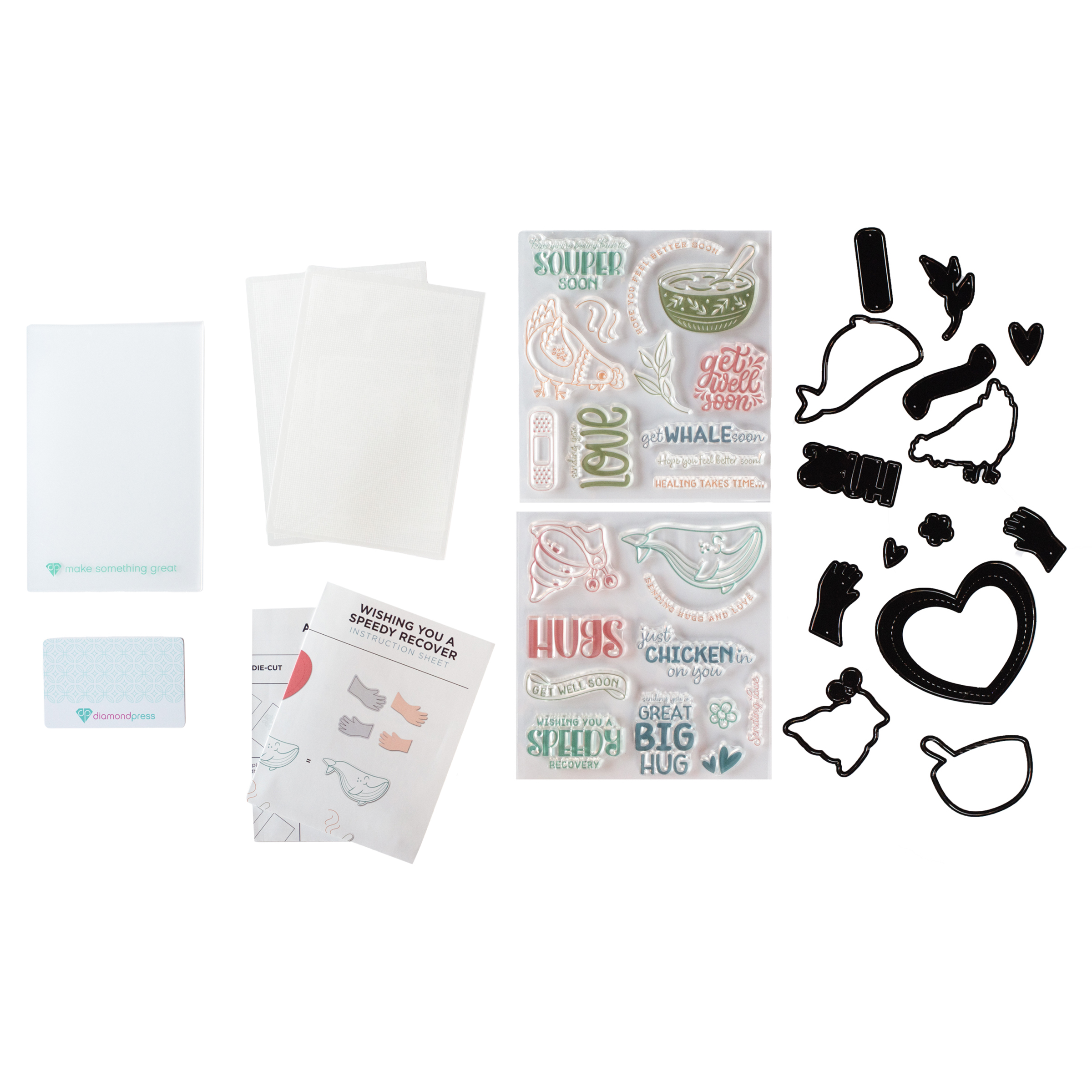 Diamond Press Wishing You A Speedy Recovery Stamp and Die Kit | HSN