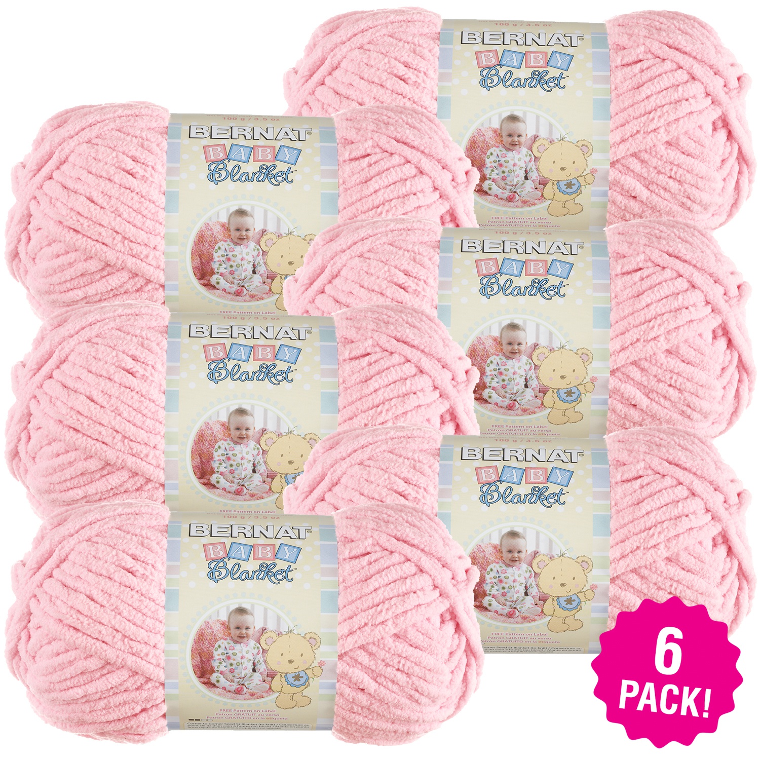 Bernat Baby Blanket Yarn 6-pack - Baby Pink - 9001046 | HSN