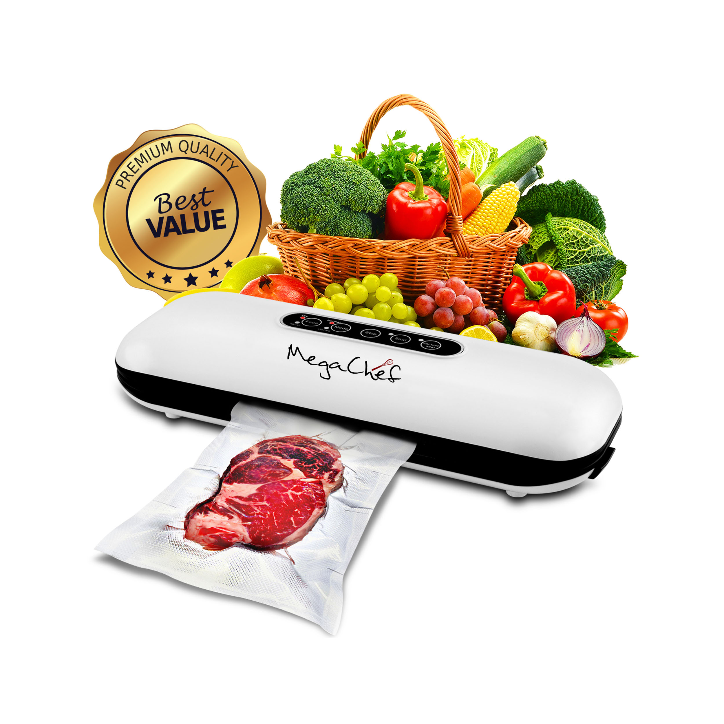 MegaChef Home Vacuum Sealer and Food Preserver with Extra Bags Included