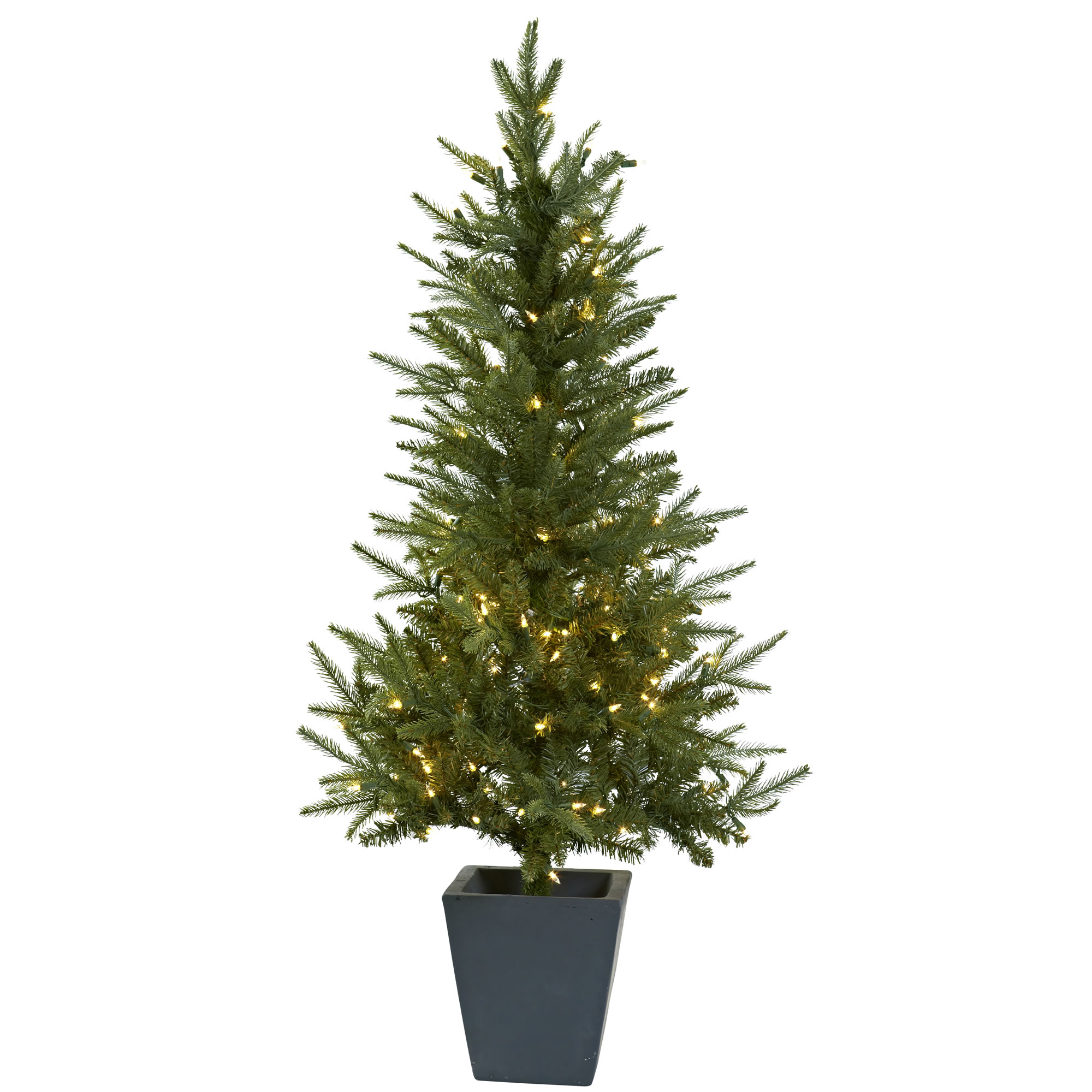 Nearly Natural 4.5Ft. Christmas Tree with Planter & Clear Lights