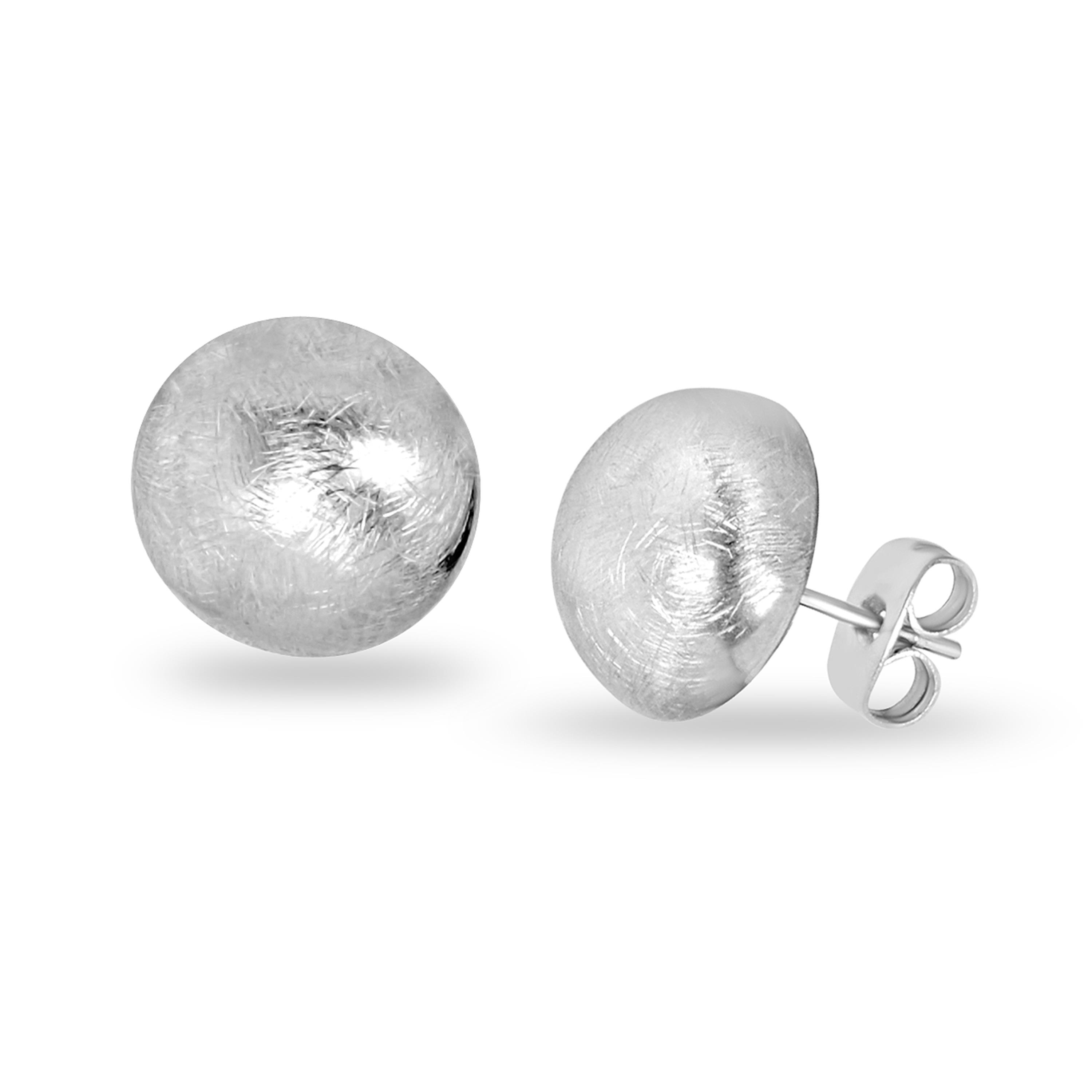Stately Steel Brushed Metal HalfBall Stud Earrings 9744862 HSN