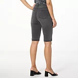 "As Is" DG2 New Classic Denim Stretch Faux Button Fly Bermuda Shorts - 23602640 | HSN