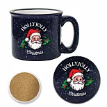 Courtside Market Holly Jolly-Red Santa 15 oz Cozy Mug & Coaster Set - 23442469 | HSN