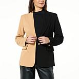 IMAN Global Chic Colorblocked Crepe Knit Lined Blazer - 21070989 | HSN