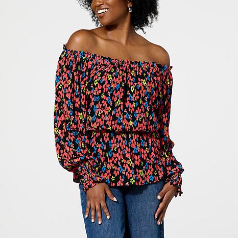 G by Giuliana Off-The-Shoulder Smocked Blouse - 22602382 | HSN