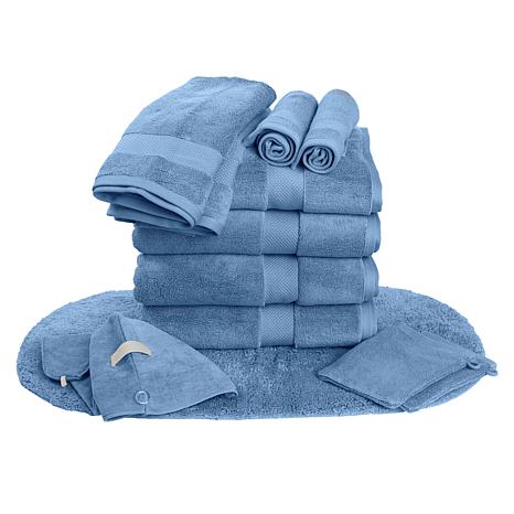 Joy CleanBoss USA Grown Cotton 12 piece Plush Towel Set with Bath Rug 23097467 HSN