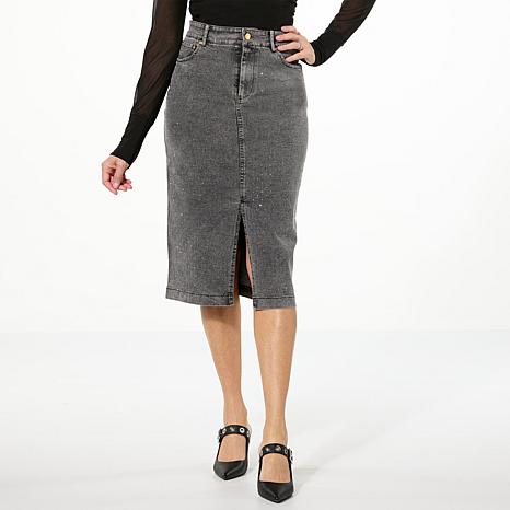 kathy ireland® Fashion 360 Rhinestone Denim Skirt - 23227648 | HSN