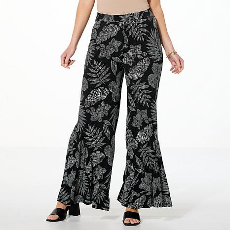 Nina Leonard Angled Flounce Hem Wide Leg Pant - 23459536 | HSN