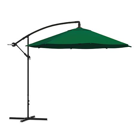 10' Hanging Cantilever Patio Umbrella with Easy Crank - Hunter Green ...