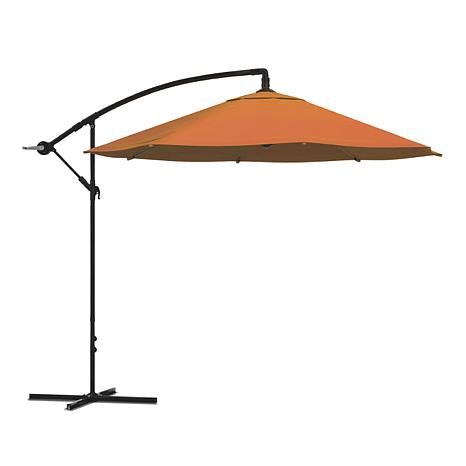 10 Hanging Cantilever Patio Umbrella With Easy Crank Terracotta 8830689 Hsn