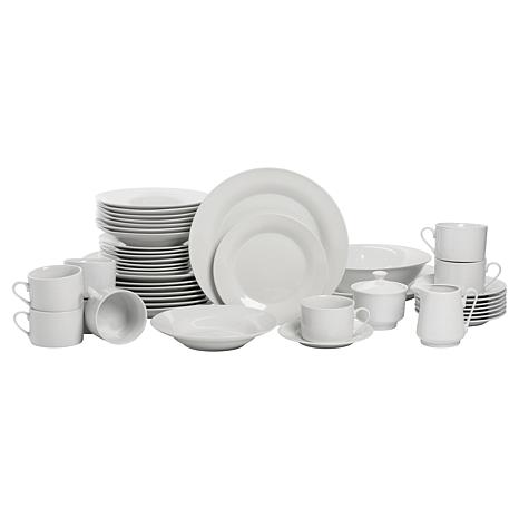 10 Strawberry Street Simply White 45-Piece Round Dinnerware Set ...