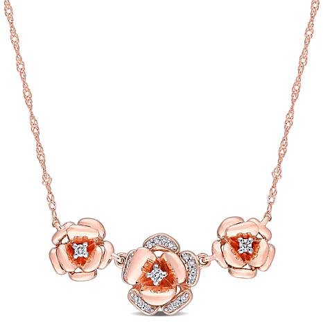 gold necklace rose flower