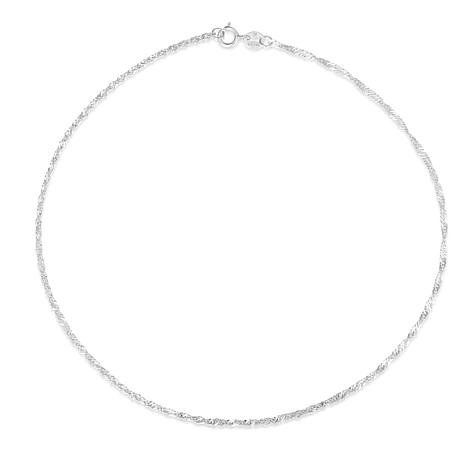 14K White Gold Diamond-Cut Singapore Chain Ankle Bracelet - 20230472 | HSN