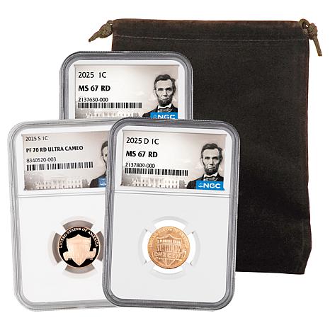 【４点セット】NGC MS67 DPL 2025 イギリス 2025 MS67 P- & D-Mint and PF70 S-Mint NGC Lincoln Cents 3
