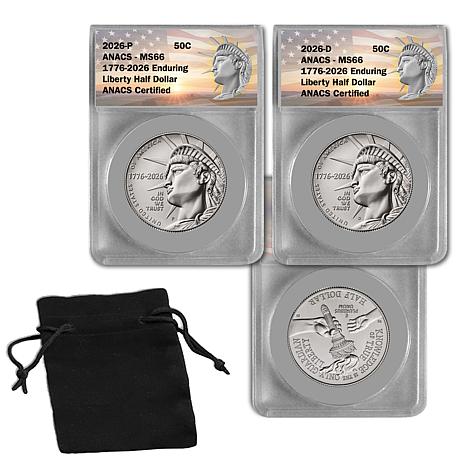 2026 MS66 ANACS P- and D-Mint Enduring Liberty Half Dollar Set | HSN