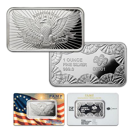 250th Anniversary 1776-2026 Heraldic Bald Eagle 1 oz. Silver Bar | HSN