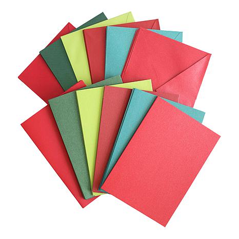 Anna Griffin Red and Green Shimmer Cards and Envelopes