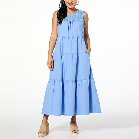 Antthony Embroidered Tiered Butterfly Midi Dress 22926170 HSN