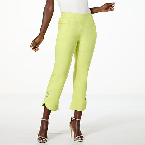 Antthony Executive Stretch Pull-On Crop Pant with Button Hem Detail