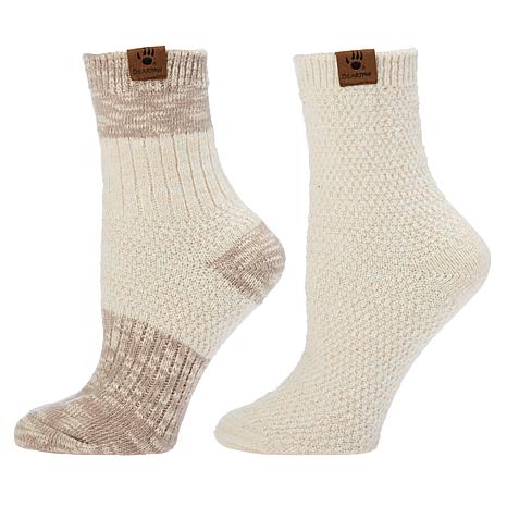 BEARPAW® 2-pack Mixed Texture Ankle Sock - Taupe - 22349544 | HSN