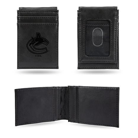 Canucks Laser-Engraved Front Pocket Wallet - Black