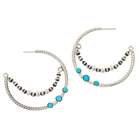 Chaco Canyon Campitos Turquoise Beaded Hoop Earrings 21037228 HSN