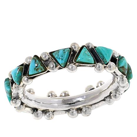 Chaco Canyon Campitos Turquoise Sterling Silver Band Ring