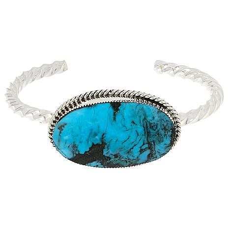 Chaco Canyon Sterling Silver Oval Kingman Turquoise Cuff