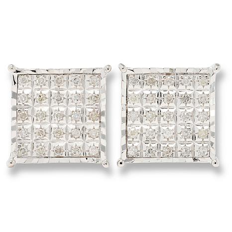 Colleen Lopez 3/8ctw White Diamond Pavé Square Stud Earrings