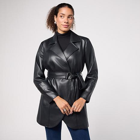 $89.95, Was $115, 21% Off! Colleen Lopez Signature Faux Leather Jacket with Belt dealfomo