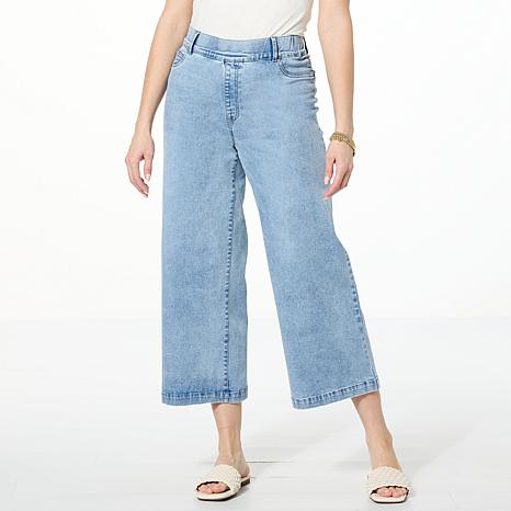 Colleen Lopez Stretch Denim Wide Leg Cropped Pant | HSN
